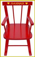 girls name wall decal on red rocking chair